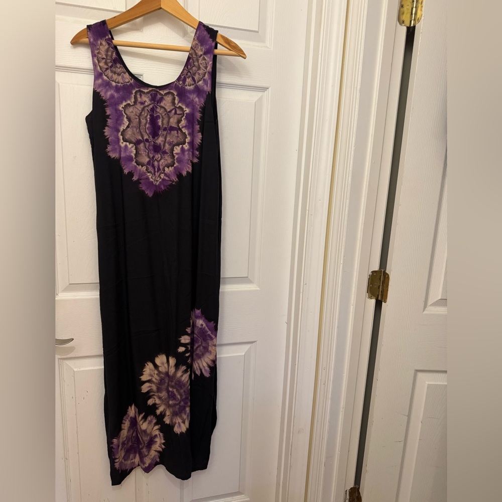 Elegant Purple and Black batik Maxi Dress
